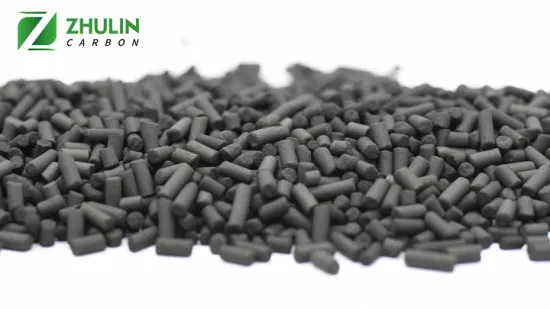 Colonne de granulés extrudés spéciaux de charbon de noix de coco de 4 mm / charbon actif granulaire fabriqué à partir de charbon imprégné de KOH, Ki, Naoh, cuivre, norme ASTM
